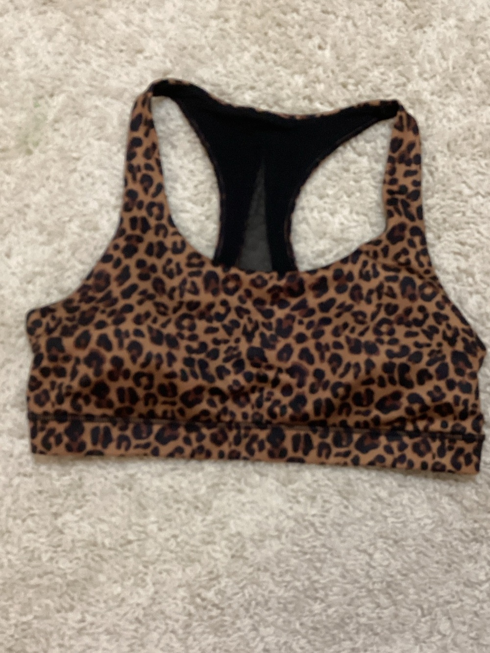 Leopard Print Racerback Sports Bra - Brown